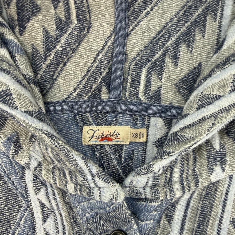 Faherty Aztec Patterned Hooded Pullover Xs - image 6